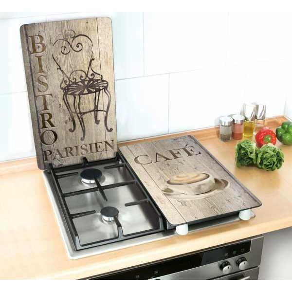 Protection plaque de cuisson en verre 'Bistro' - WENKO - Lot de 2 - Multicolore