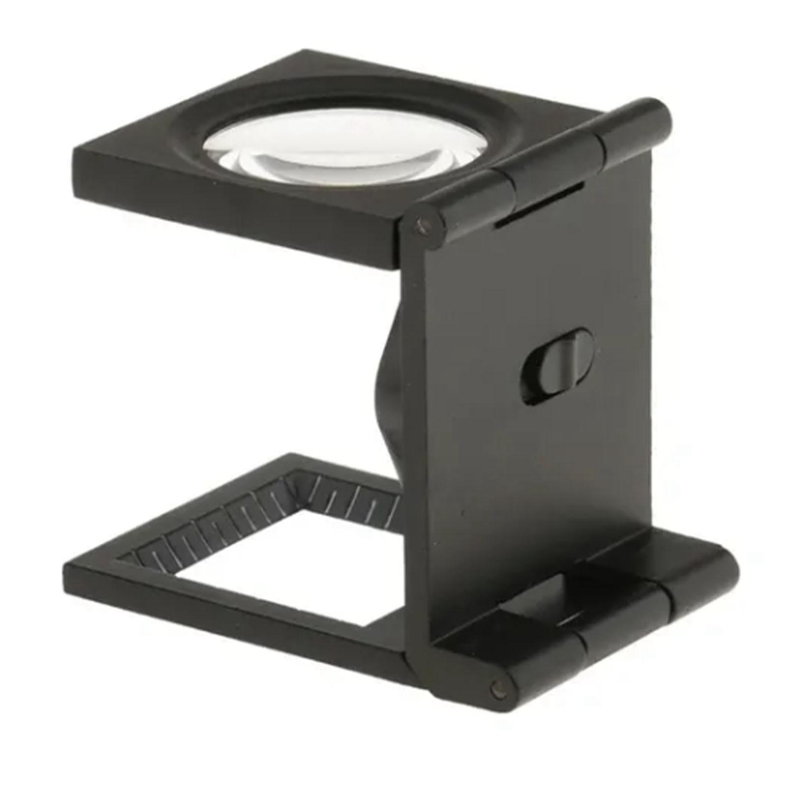 

10X Metal Foldable Optical Magnifying Glass Desktop Magnifier Measurement Tools with Scale Lighting and Battery Black чорний