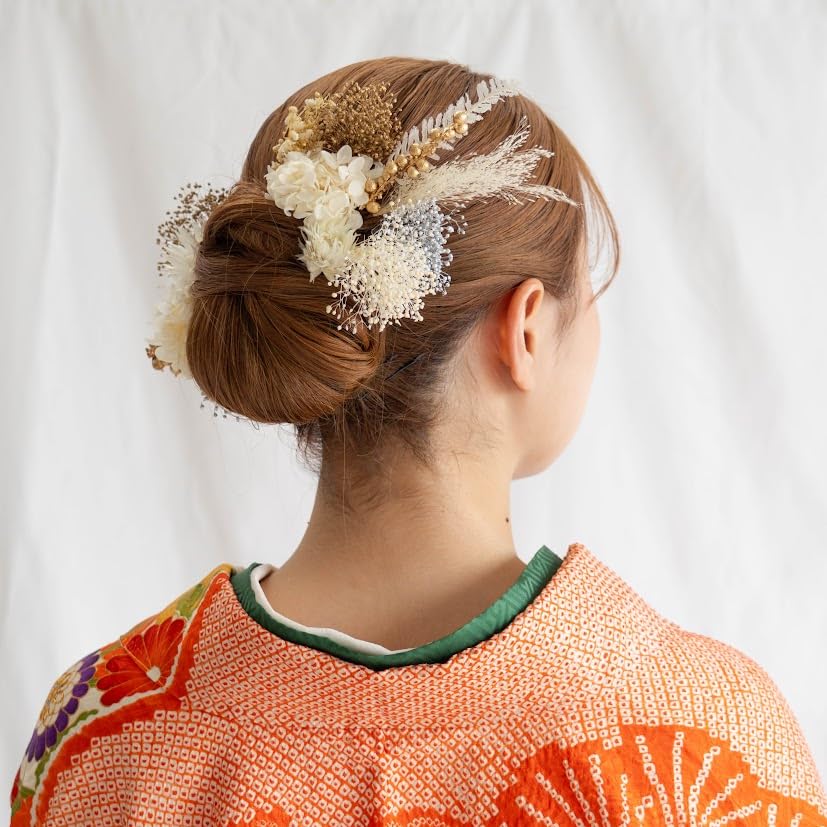 Hikka DECO Dried Flower Hair Ornament Dried Flower Hair Accessory Hairpin Wedding Ceremony Photo Shoot Festival Fireworks Festival Summer Festival