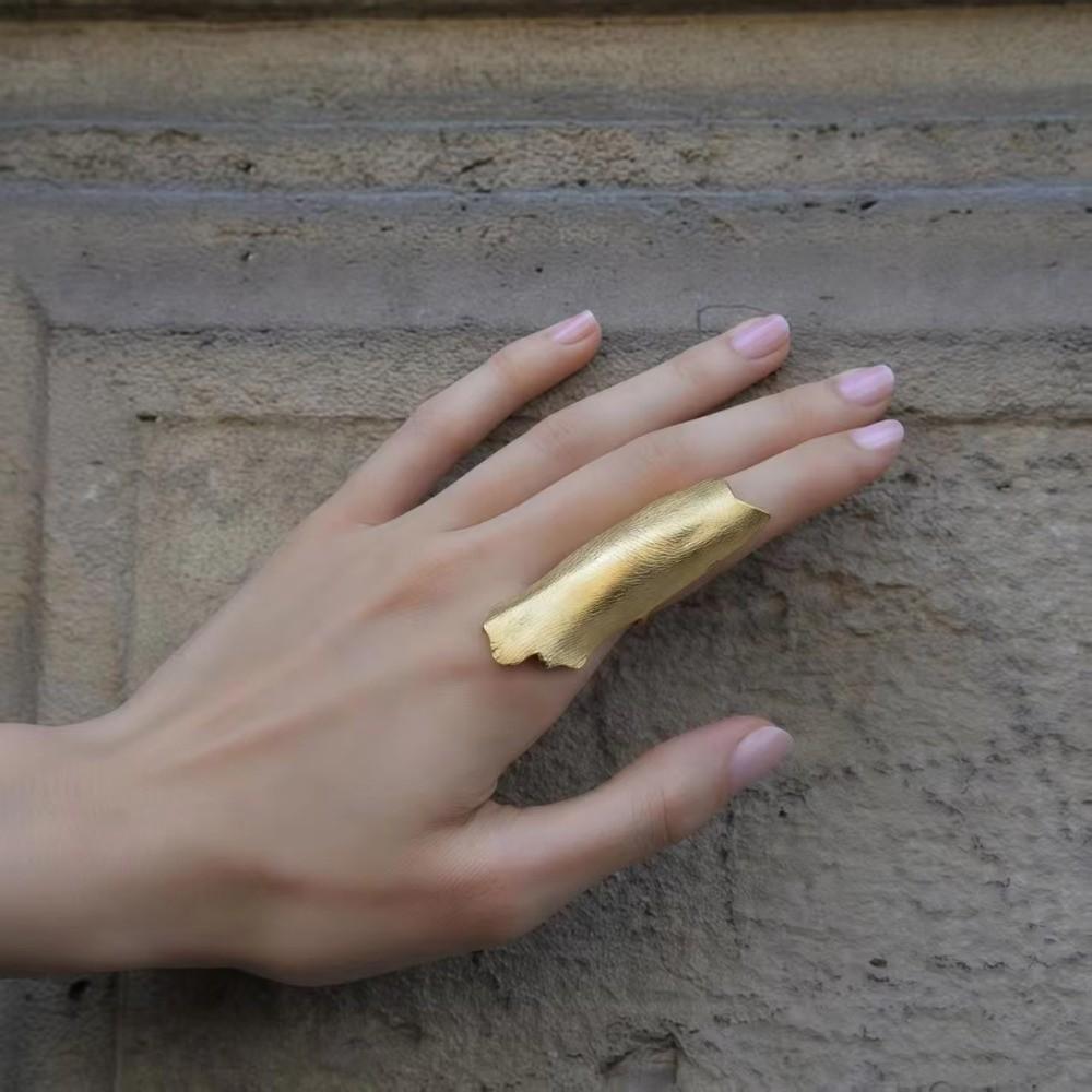 Matte Protective Finger Rings Gold & Silver Texture Knuckle Ring Unique Joint Rings For Men Women