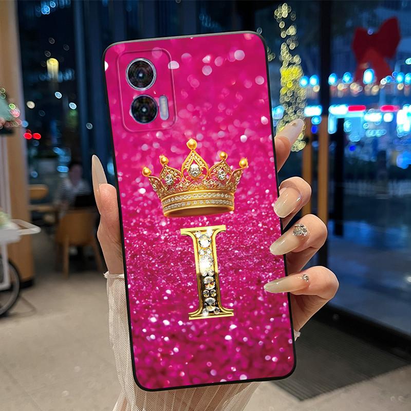 Phone Case For Motorola Edge 30 Lite/Motorola Edge 30 Neo 5G Black Case Shockproof Soft Fashion Letter Crown Cover