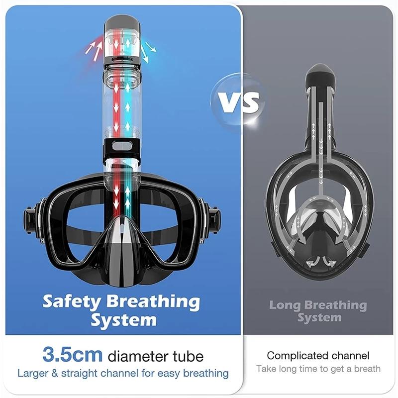 Snorkel Mask Foldable Diving Mask Set With Dry Top System And Camera Mount