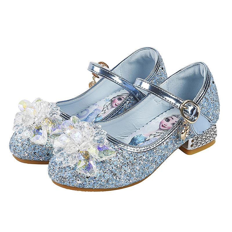 Princess Shoes Spring Autumn New Crystal High Heel Dress Shoes Elsa Style 