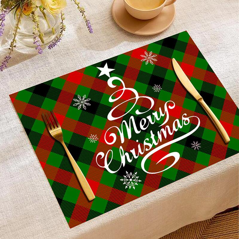 

1PC Plaid Holiday Placemats Dining Accessory Red Green Party Decor Decorative Table Mats Festive Multiple Options Available