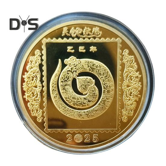 2025 Snake Commemorative Coin Chinese New Year Collectible Iron Coin Year of The Snake Badge Coin for Wealth And Good Luck