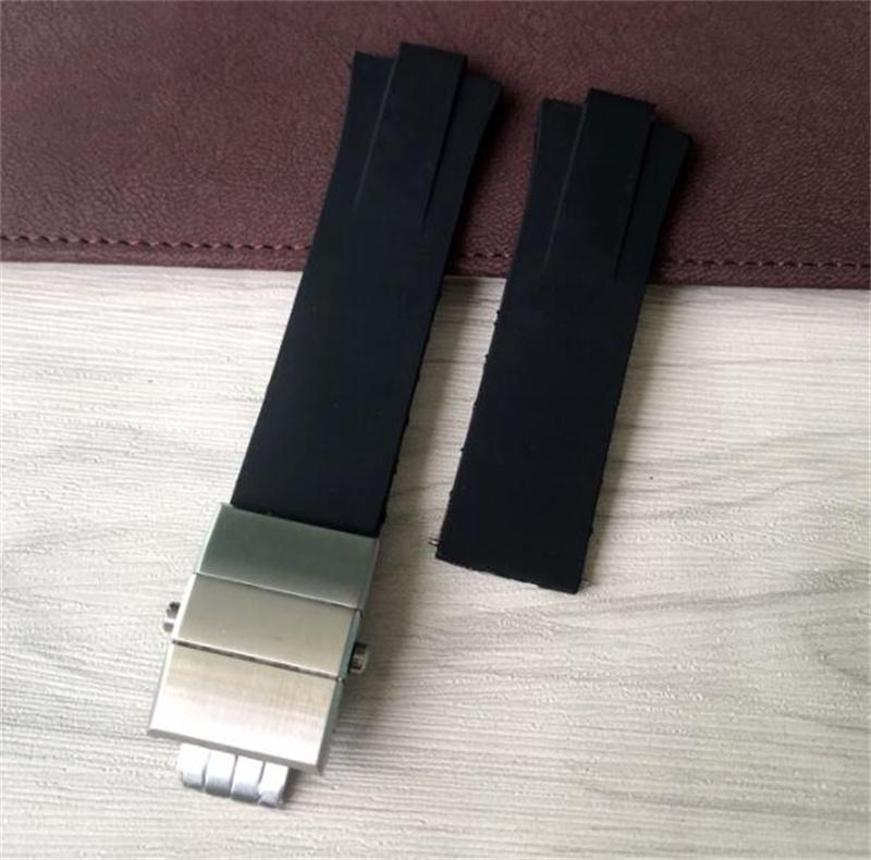 Classci Men's Convex Mouth Silicone Rubber Watchband 24x11mm Black Waterproof Resin Strap Fit For ORIs AQuis 733 Watch Stock