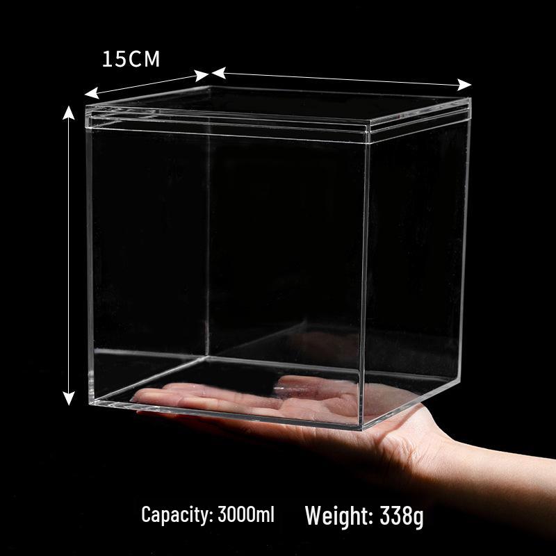 Transparent Square Acrylic Storage Box for Figures - Dustproof Food-grade Plastic, PS Wedding Candy Box with Lid