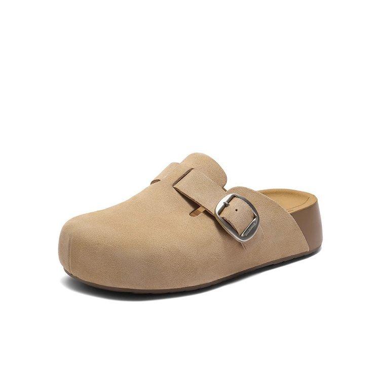 

Zhou Yutong has the same thick island toast 2nd generation bag head Birken slippers 2025 new small man wearing platform shoes 35 абрикосовый