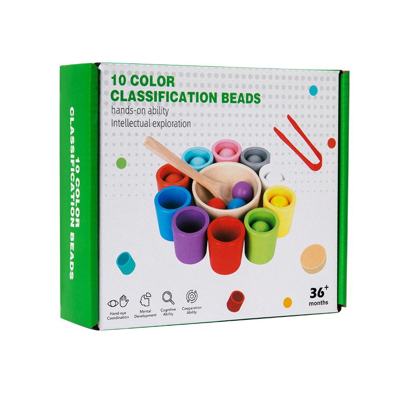 

Montessori Early Education Ten-Color Sorting Cup Color Cognition Pairing Children S Concentration Training Wooden Educational Toys