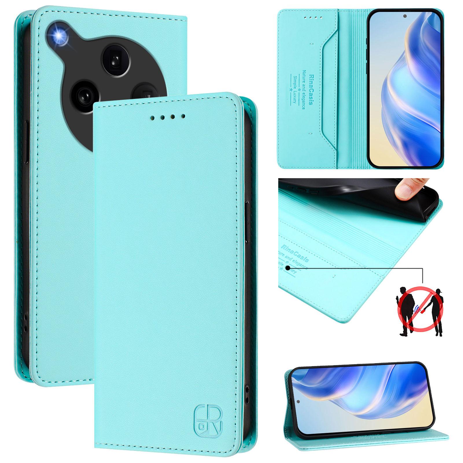 

For Oppo Find X8 Ultra 5G Leather Case RINACASIS RC01 Phone Cover with RFID Blocking Wallet Stand Dark Green