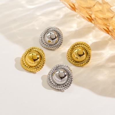 CARLIDANA Fashion Wholesale 18K Gold Plated Trendy Chunky Screw Thread Round Stainless Steel Earring Daily Jewelry for Women