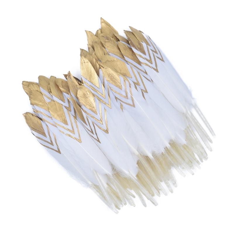 10Pcs/Lot Silver Gold Duck Feathers For Decoration Goose Feather Craft Black White Jewelry Creation Handicraft Accessories Decor