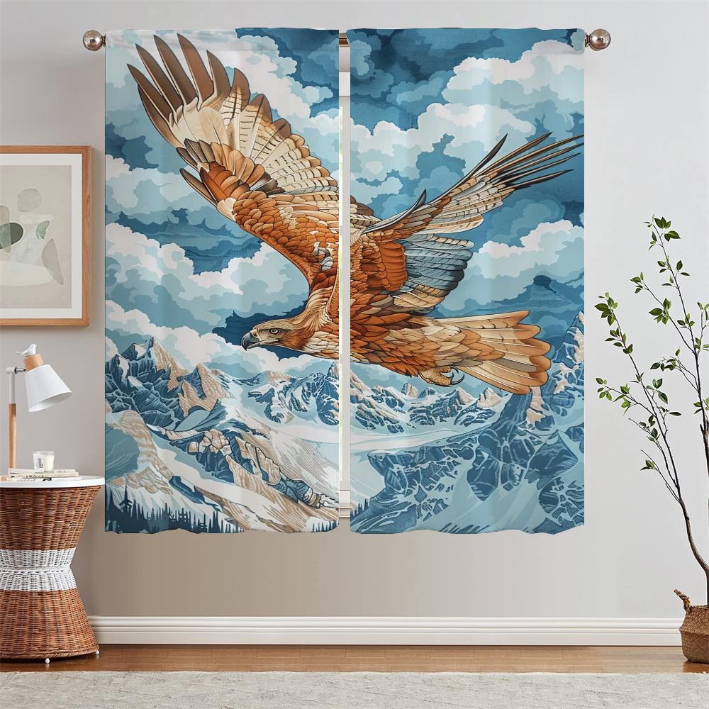 The Eagle Soars Bathroom Curtain Living Room Kitchen Curtains 2 Pieces Window Curtains Home Tulle In Kitchen Blinds Tentacles