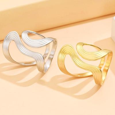 Geometric INS Style Exaggerated Irregular Open Stainless Steel Titanium Ring