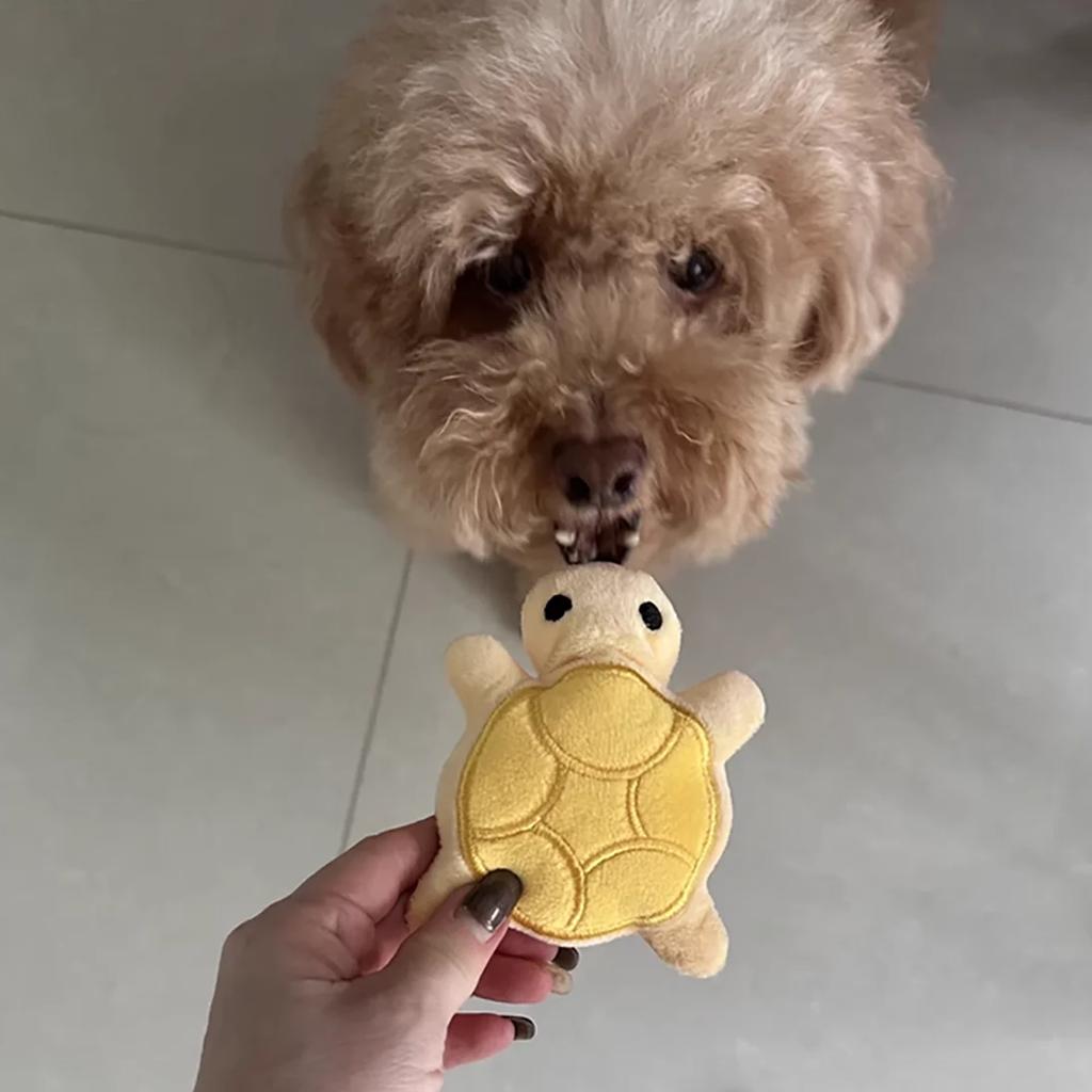 1Pc Pet Mini Sound-Producing Fur Toy Soft Cute Turtle-shaped Gentle Gor Alleviating Discomfort During Puppy's Tooth Eruption