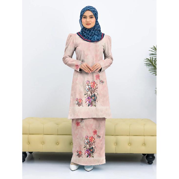 

Цветной цветочный принт макаруны Baju Kurung Gurung Rana мусульманский костюм удобный дышащий элегантный женское платье Leyla Coulon XL зелёный