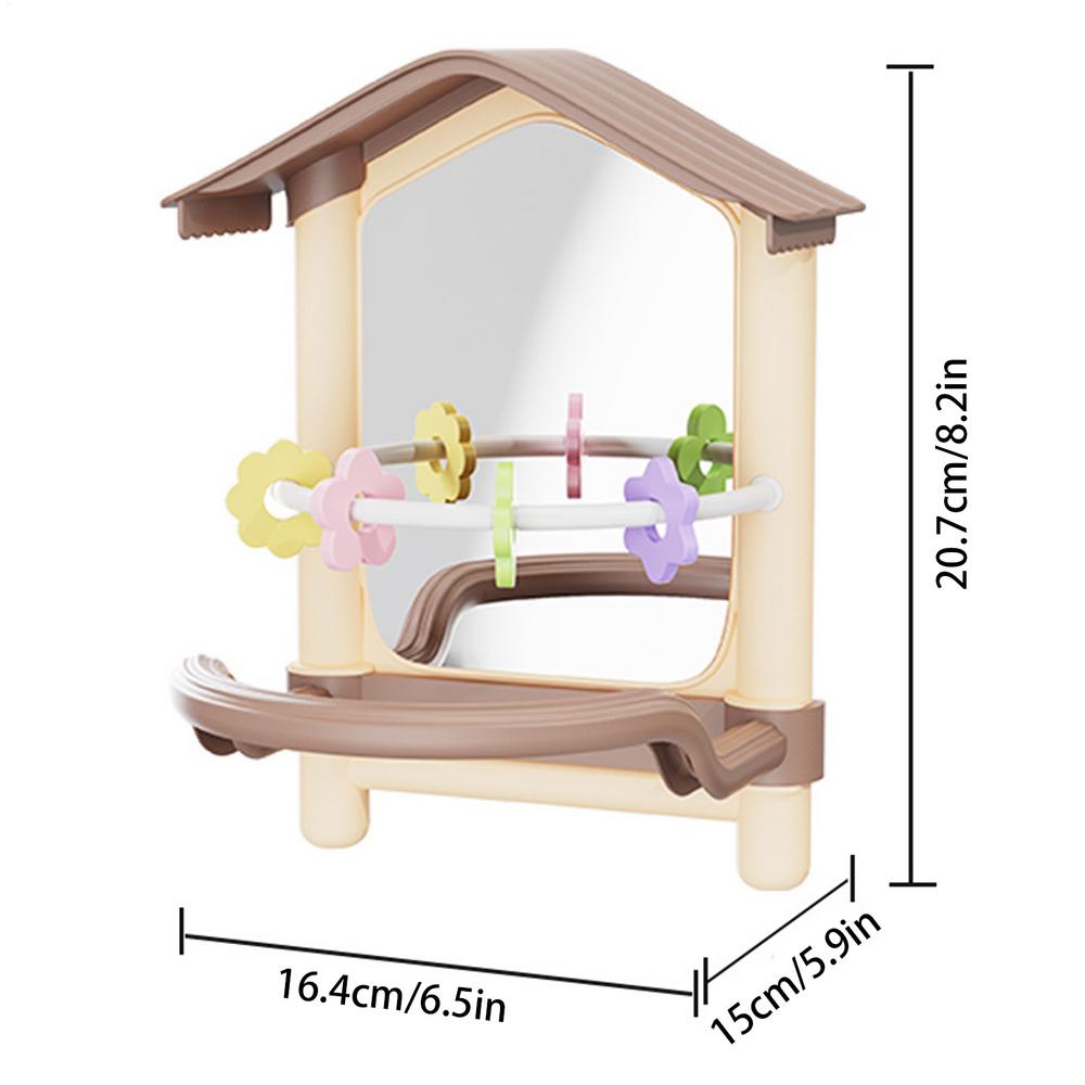 Parakeet Perches With Mirror Bird Cage accessory Pet Supplies for Chewing Playground Indoor Outdoor Yard Garden Patio Courtyard