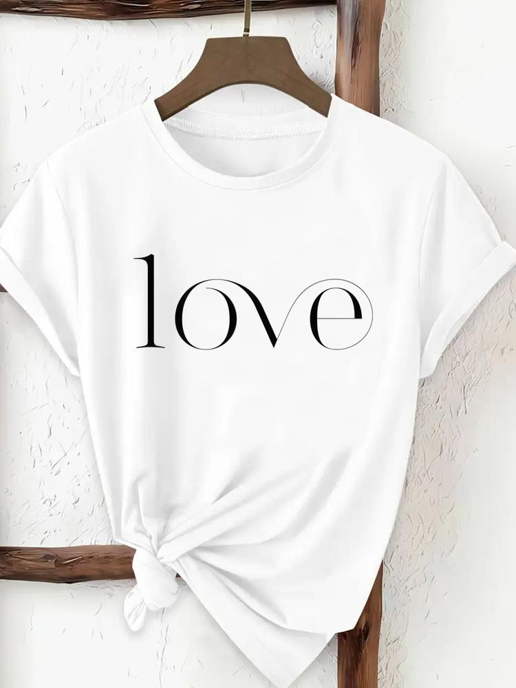 (Asian Size) trend love style Tee Top Woman Print Women Clothing Short Sleeve T Shirt Fashion Female Graphic T-shirts
