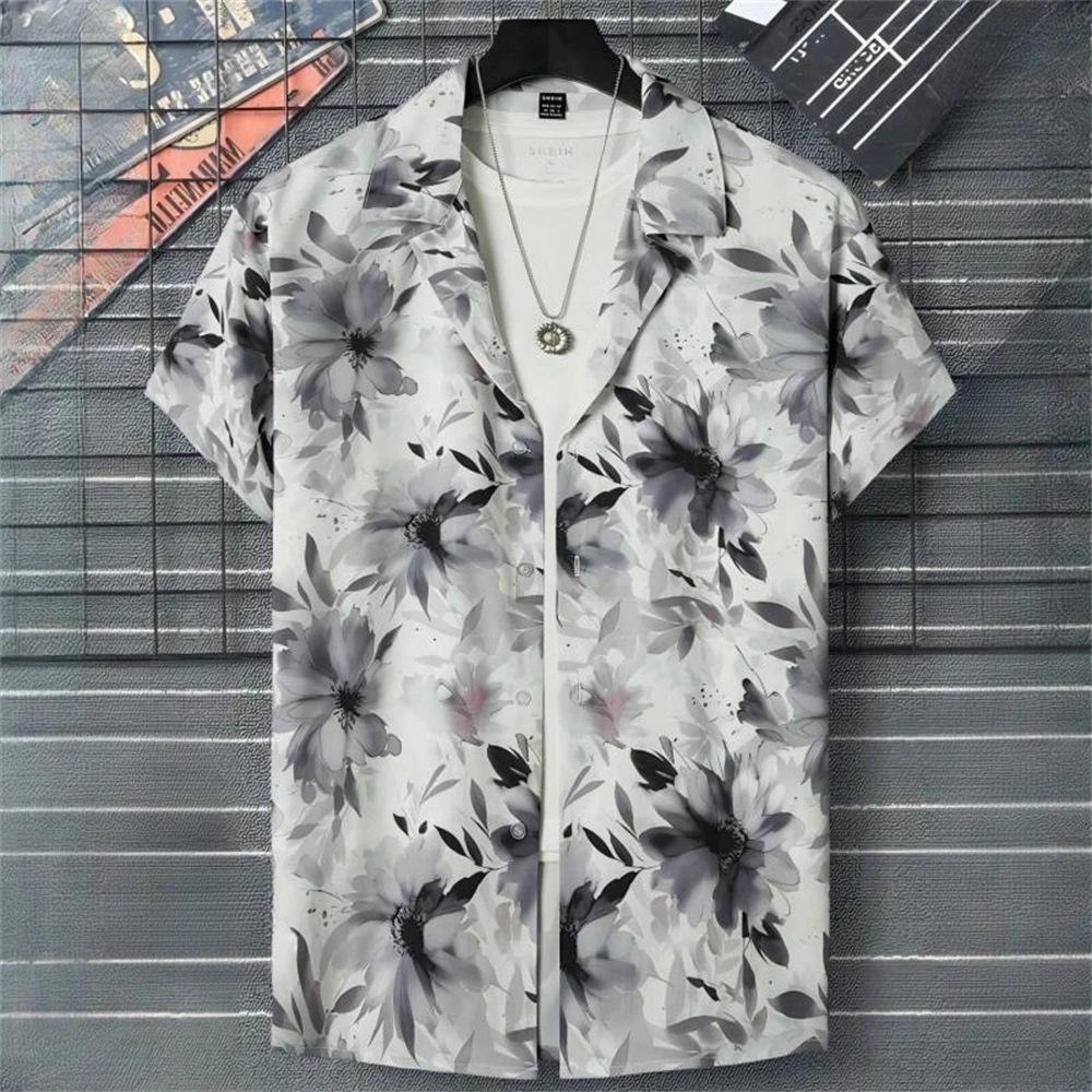3D Printed Geometry Men's Shirts Loose Casual Fashion Button Short Sleeve Lapel Hawaiian Blouse Shirts for Summer Clothing