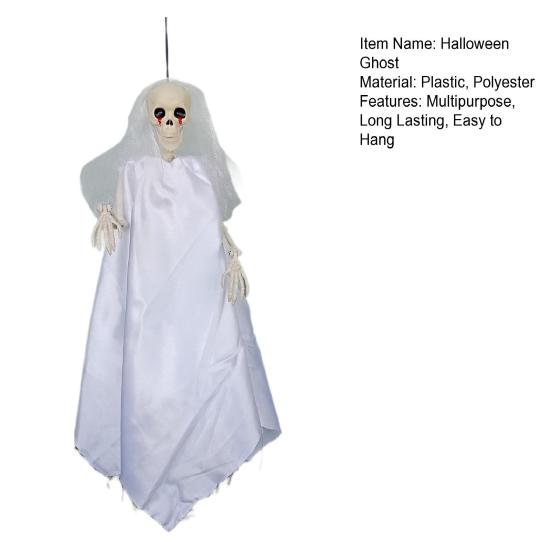 Halloween Ghost Decoration with Lanyard Easy To Hang Realistic Spooky Ghost Bride Ornament Haunted House Prop
