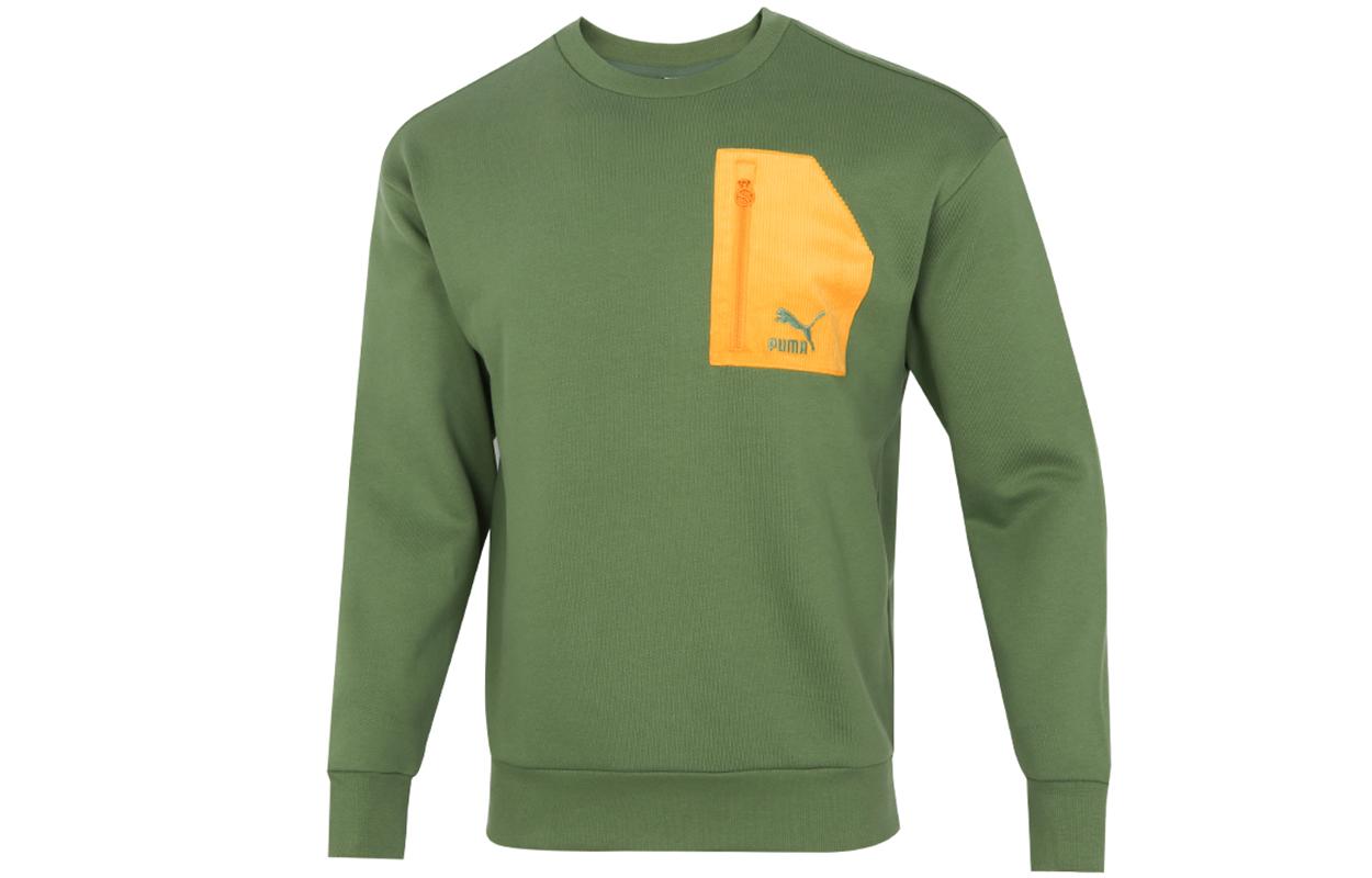 PUMA Sweatshirts Men s Green Crew Neck Moderate Regular 535130-67 L