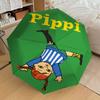 1 pièce Parapluie Pippi Longues-Chaussettes-8 baleines renforcées, Ouverture automatique, Léger et durable, Joli accessoire de mode pour l'extérieur, la plage ou un usage décontracté, Beac