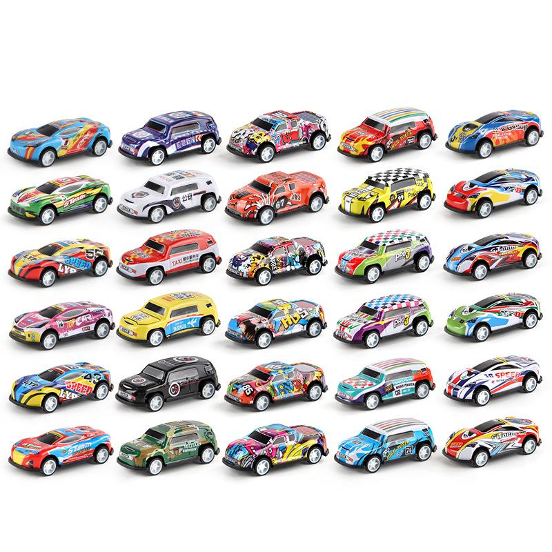Children'S Puzzle 1:72 Pull Back Inertial Alloy Racing Simulation Sports Car Racing Alloy Car Model 30 Color Boxes