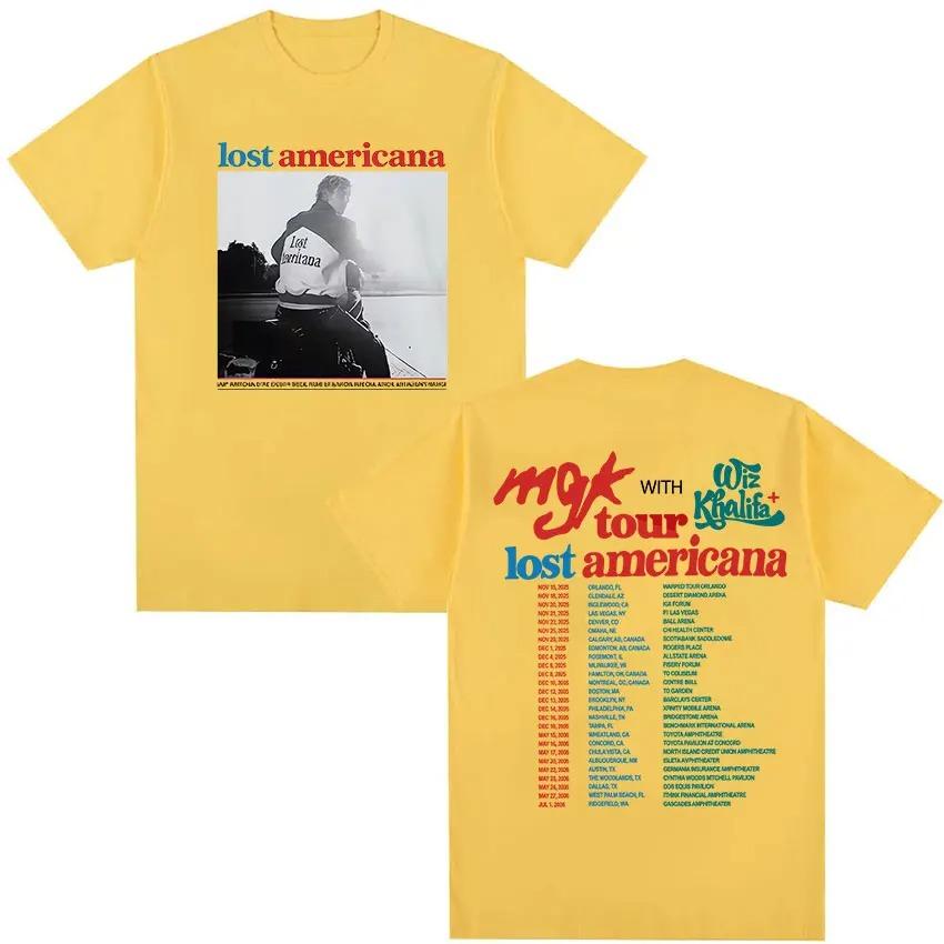 

Rapper MGK Lost Americana 2026 Tour Graphic TShirt Unisex For Pop Fans Fashion Vintage Loose Cotton TShirt Y2K Streetwear 4XL