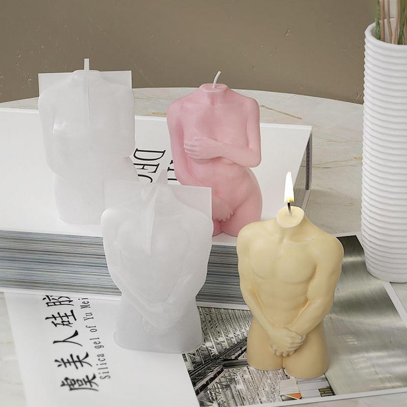 European Human Body Statue Candle Silicone Mold 3D Male Body Shy Woman Soap Aroma Wax Mold Candle Mold Home Crafts Decoration