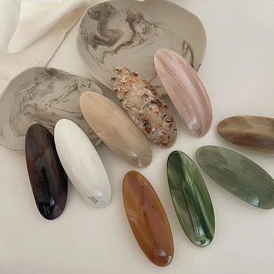 Acetic Acid Hair Clip Spring Clip for Girls Large Hairpin Headwear Glossy Elliptical Arc Hairpin Hair Accessories