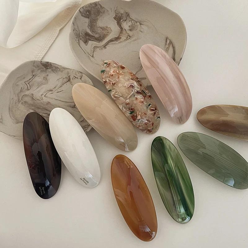 Essigsäure-Haarspange, Federspange für Mädchen, große Haarnadel, Kopfbedeckung, glänzende elliptische Bogen-Haarnadel, Haar-Accessoires