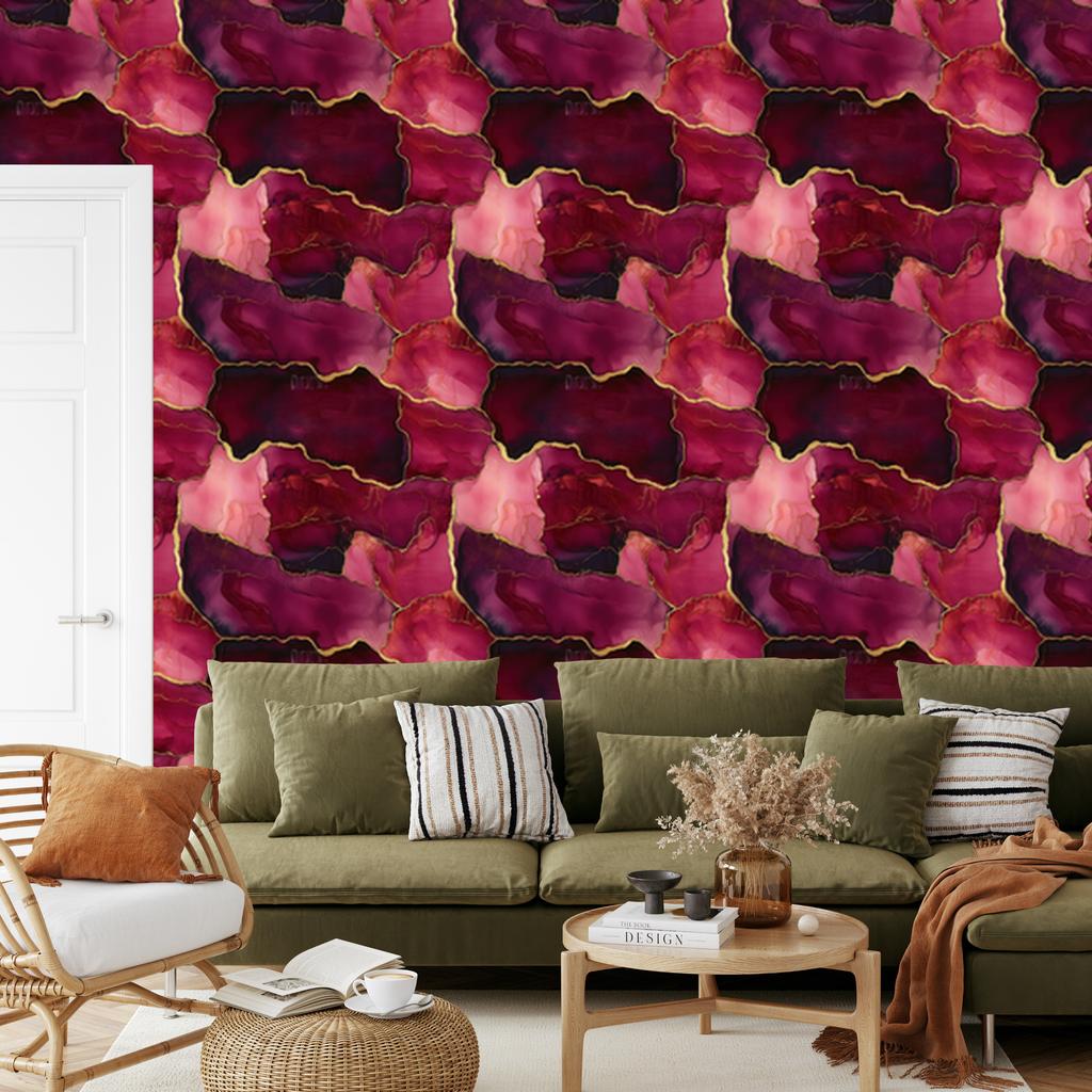Ink wallpaper burgundy, pink, red and burgundy 50x1000