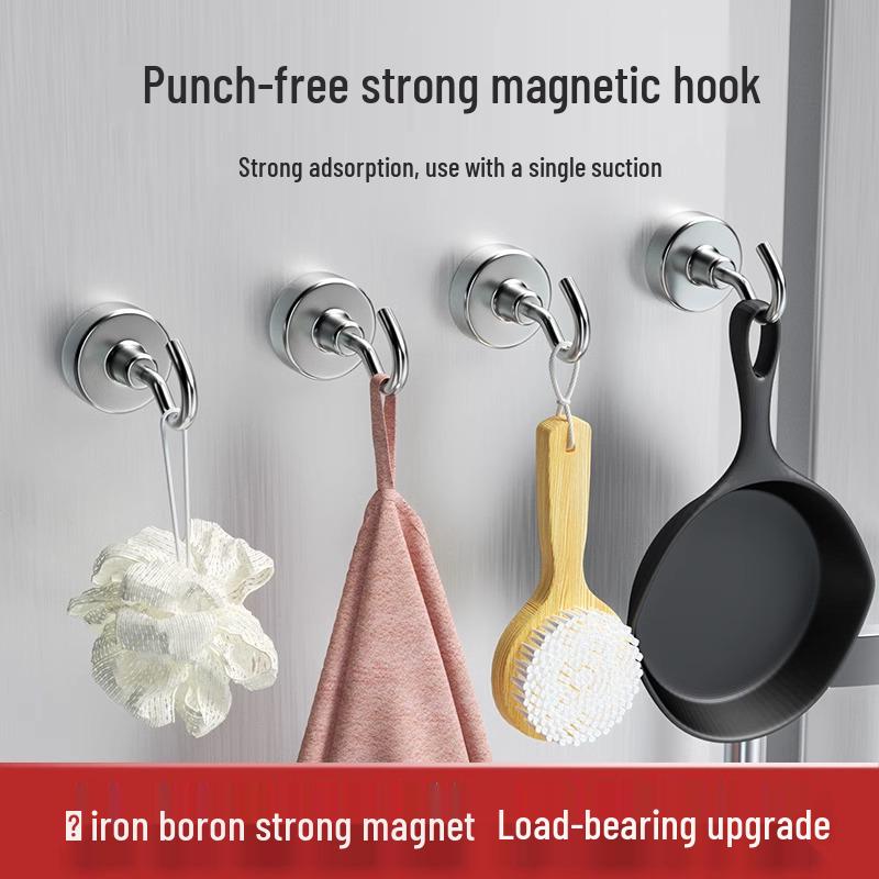 Silné magnetické lepicí háčky, bez vrtání, pro vysoké zatížení, velká velikost pro použití v kuchyni/na lednici.