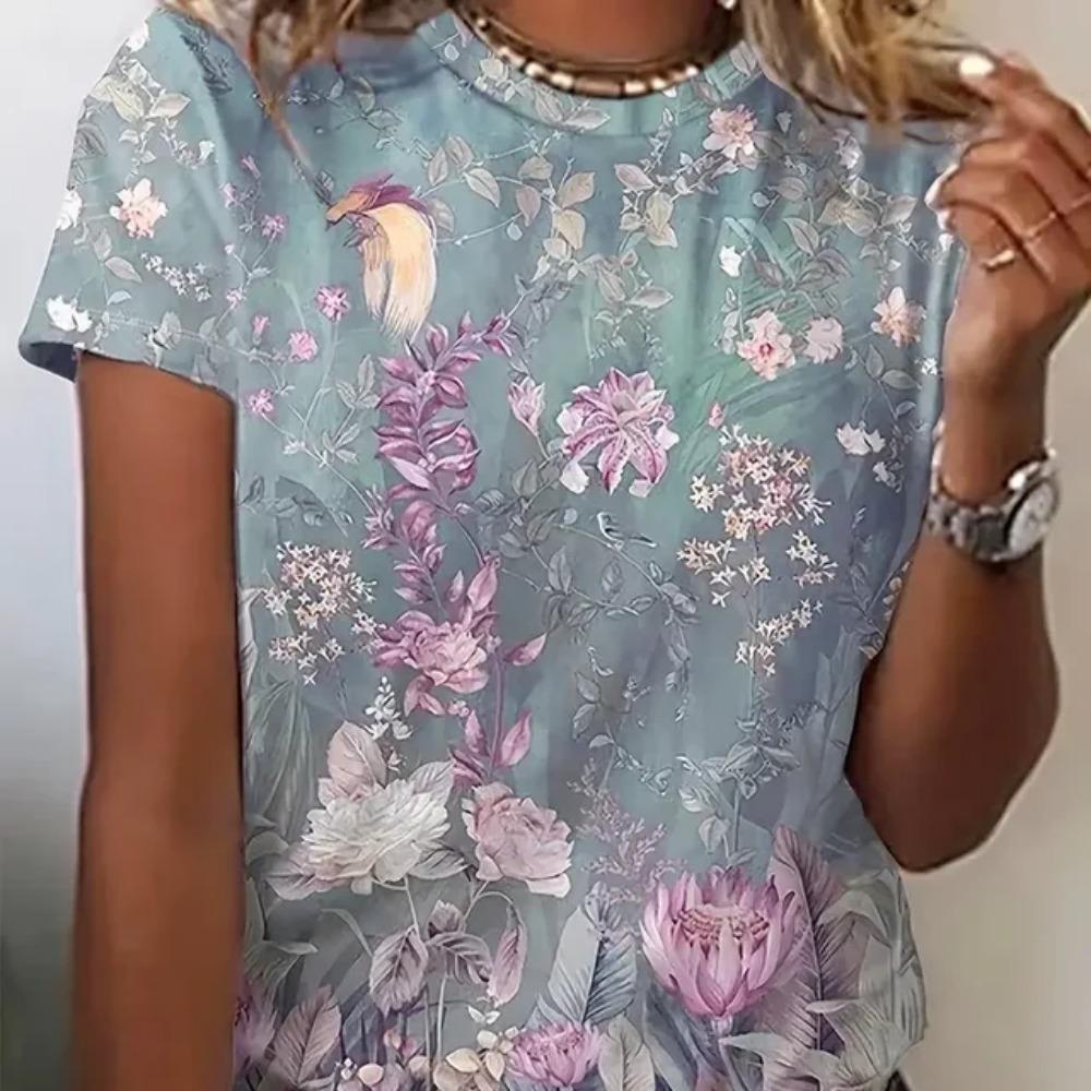 

Fashion Women s Round Neck Short Sleeve T-Shirt 3D Butterfly Print Luxury T-Shirt Oversized Y2K Girls Clothing XL