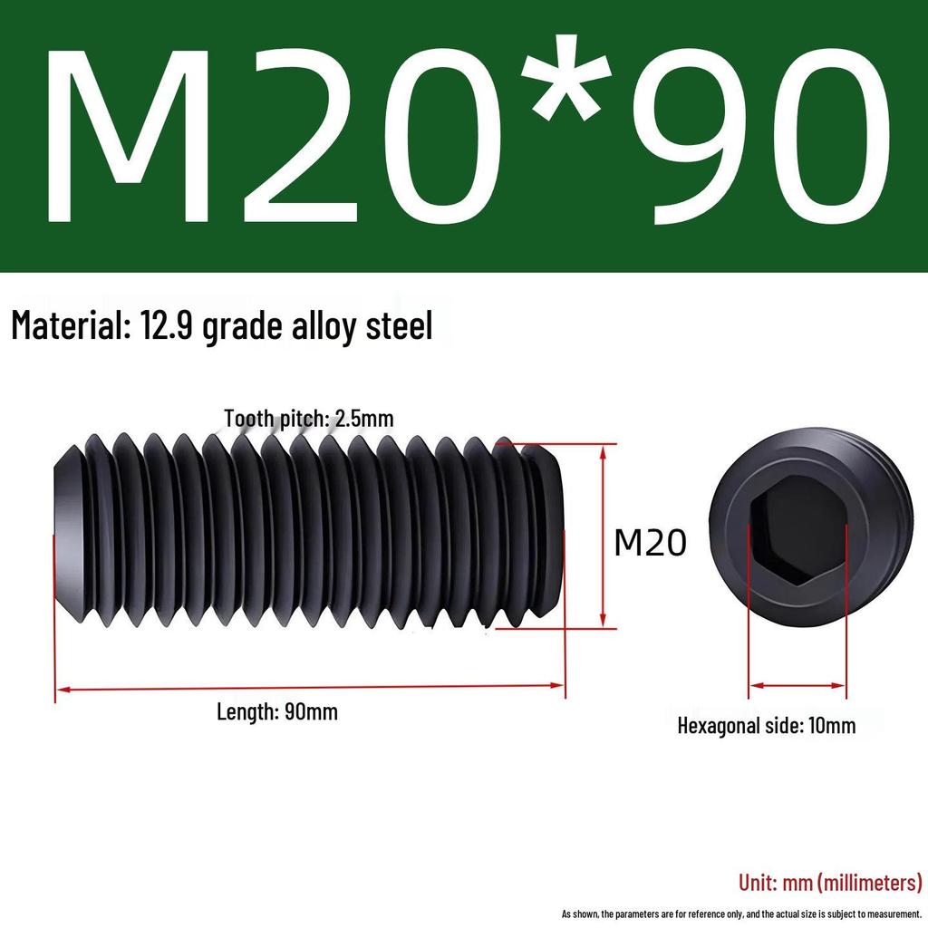Grade 12.9 Hex Socket Headless Set Screw (M3-M16)