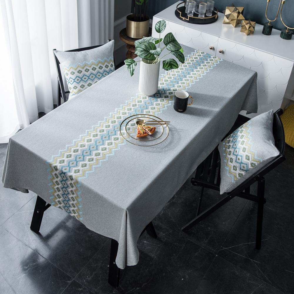 Home Textile Tablecloth Solid Color Jacquard Kitchen Tabletop Fringed Decorative Party Table Cloth