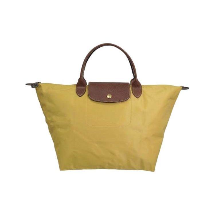 

Longchamp Le Pliage 30 Short Handle Snap Zipper Closure Nylon Dumpling Travel Tote Bag Medium Women tote bags Yellow 1623089C91 Yellow