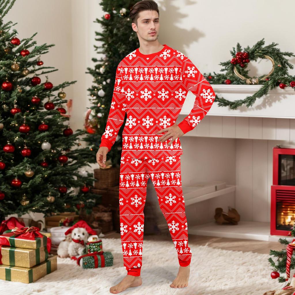 Print Cute Family Set Pajamas, Home Clothes, Family Set Long Sleeve Top Pants Set