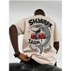 Sommer Herren Haifischdruck Leichtes T-Shirt Mann Kurze Ärmel Übergröße T-Shirt Vintage Jersey T-Shirts Herren Sportbekleidung