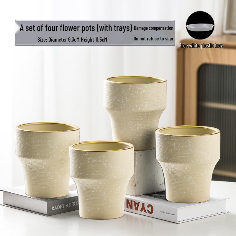 Nordic High-Leg Ceramic Orchid Pot: Durable, Artistic for Home or Balcony Use