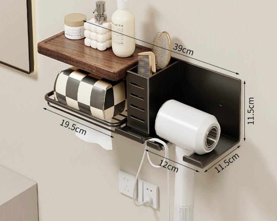 Wood Aluminum Bathroom Paper Holder with Shelf Bathroom Paper roll Holder Wall Mounted Towel Rack Toilet Paper Holder Tissue Box