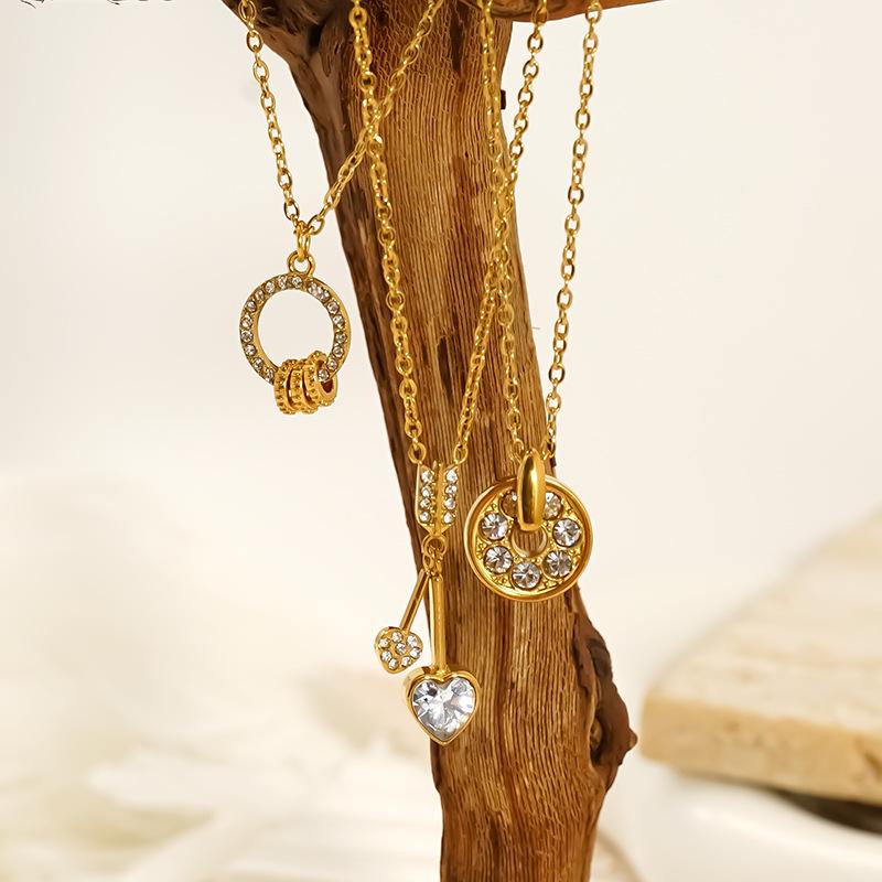 Edelstahl Licht Luxus Zirkon Halskette Weiblich Liebesanhänger Premium Gefühl Schlüsselbeinkette
