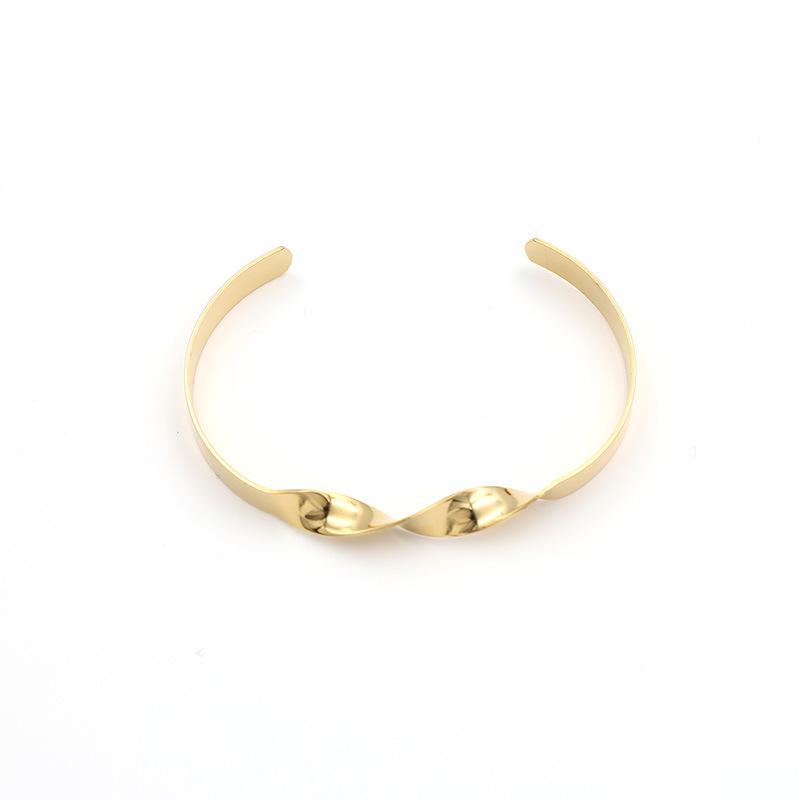 Fashion Versatile Cold Wind Titanium Steel Smooth Twisted Opening Bracelet Women'S Personality C-Shaped Hand Jewelry Does Not Fade