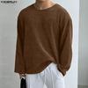 INCERUN Spring Men Long Sleeve Casual Loose Rib Pullover T-shirts Tops