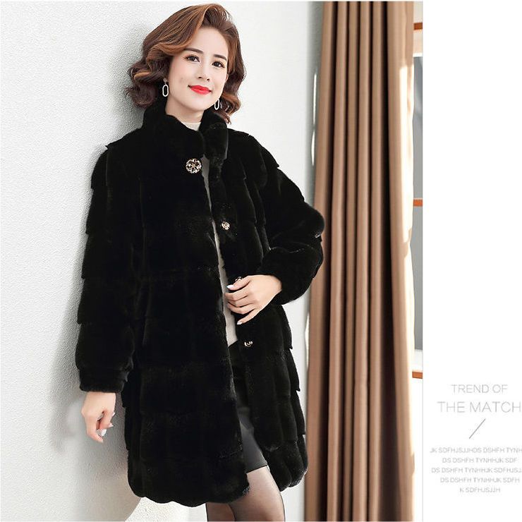 Winter Elegant Solid Color Faux Fur Lapel Textured Long Sleeve Coat - Thermal, Button Front Non-Elastic, Fall and Winter Seasons