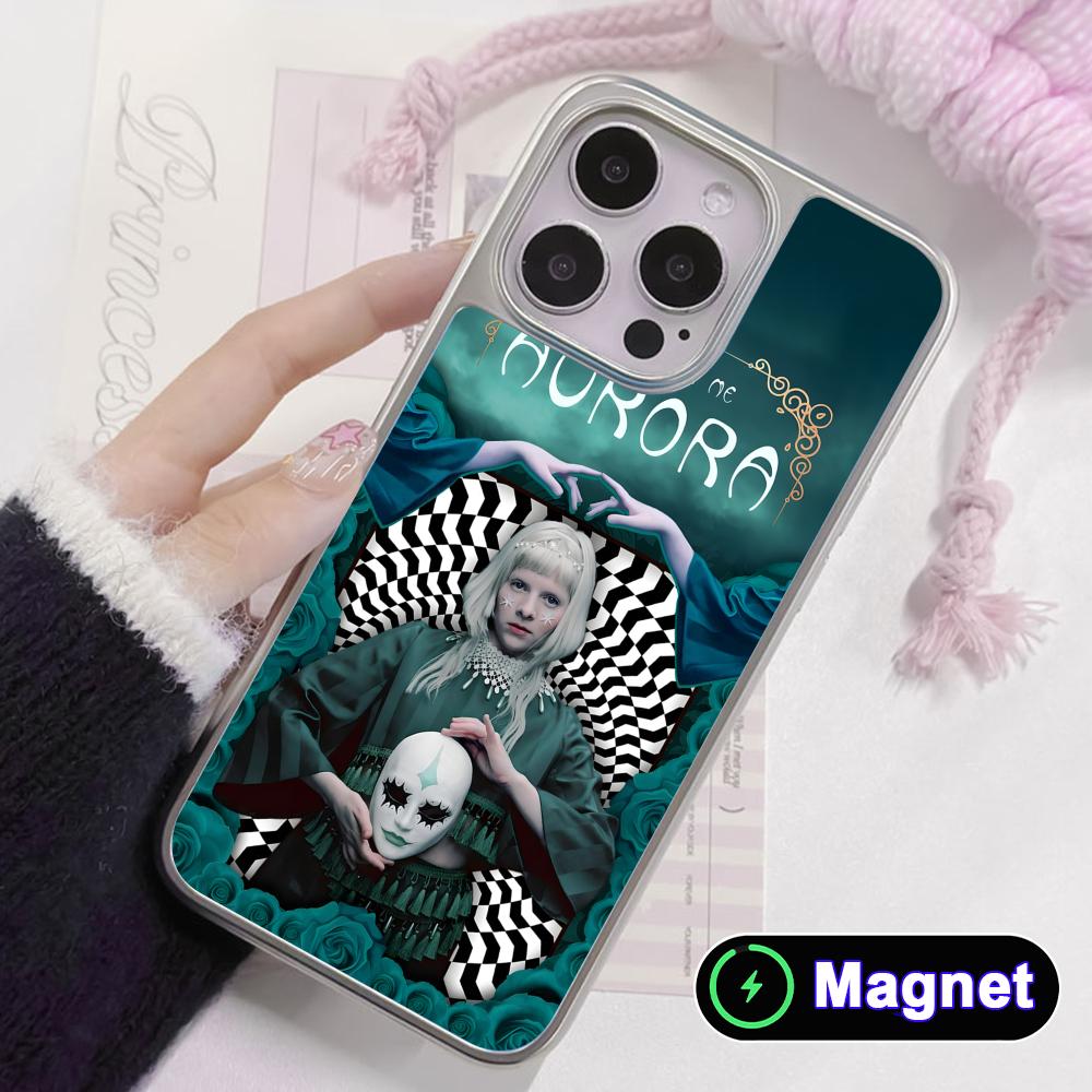 Aurora Aksnes Silver Plating Magsafe Mobile Phone Case for iPhone 17 16 15 14 13 12 11 Air Pro Max Plus Colorful Cover