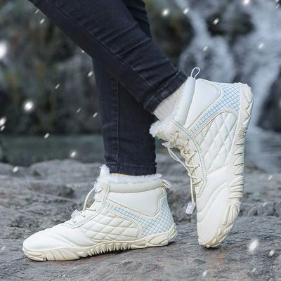 Five-finger Cotton Shoes Non-slip Couple Hiking Shoes Warm Middle-top Wear-resistant Wool Boots Men's and Women's Outdoor Cold Hiking Shoes