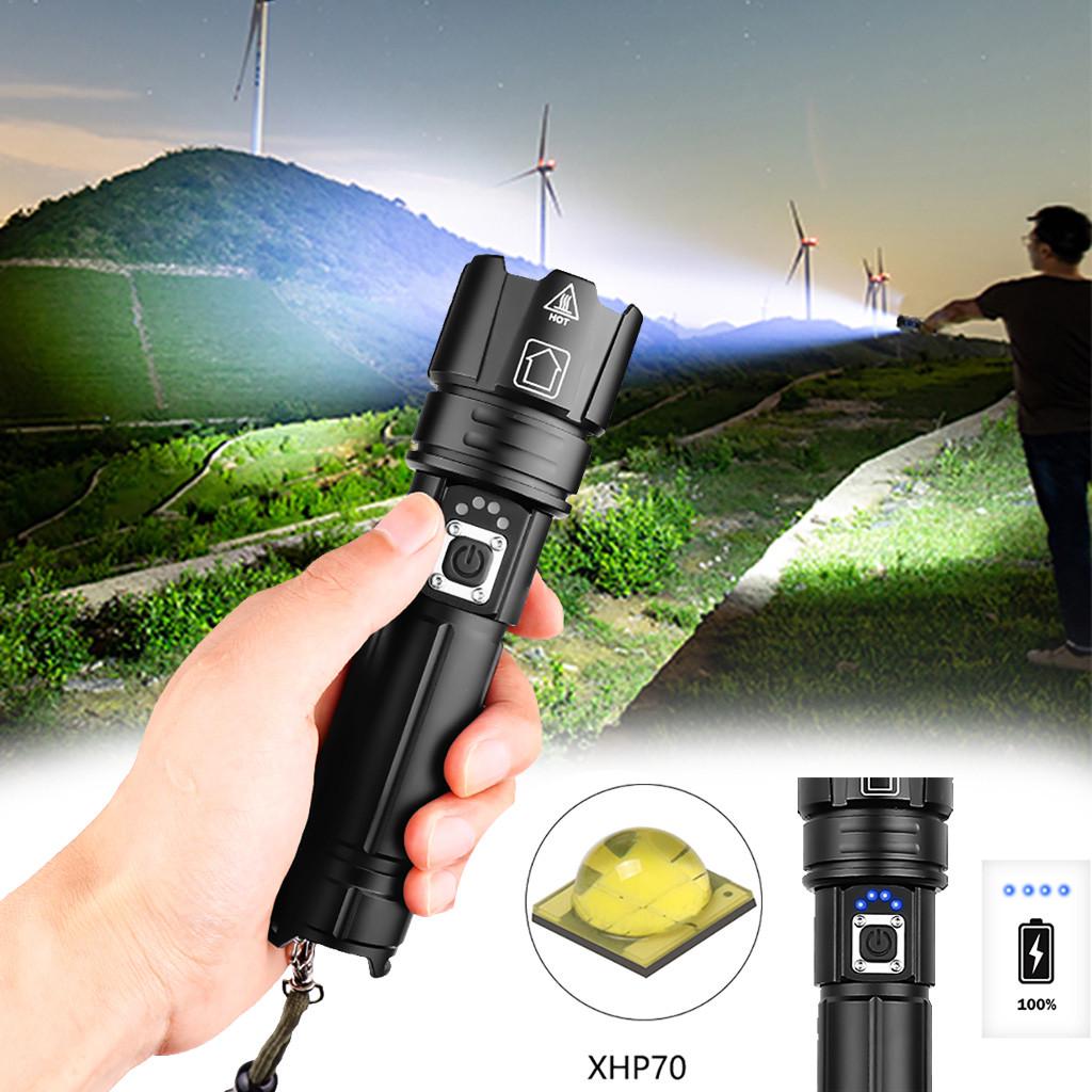 Aluminum Alloy XHP70 Powerful Led Flashlight USB Charging With Charging Display
