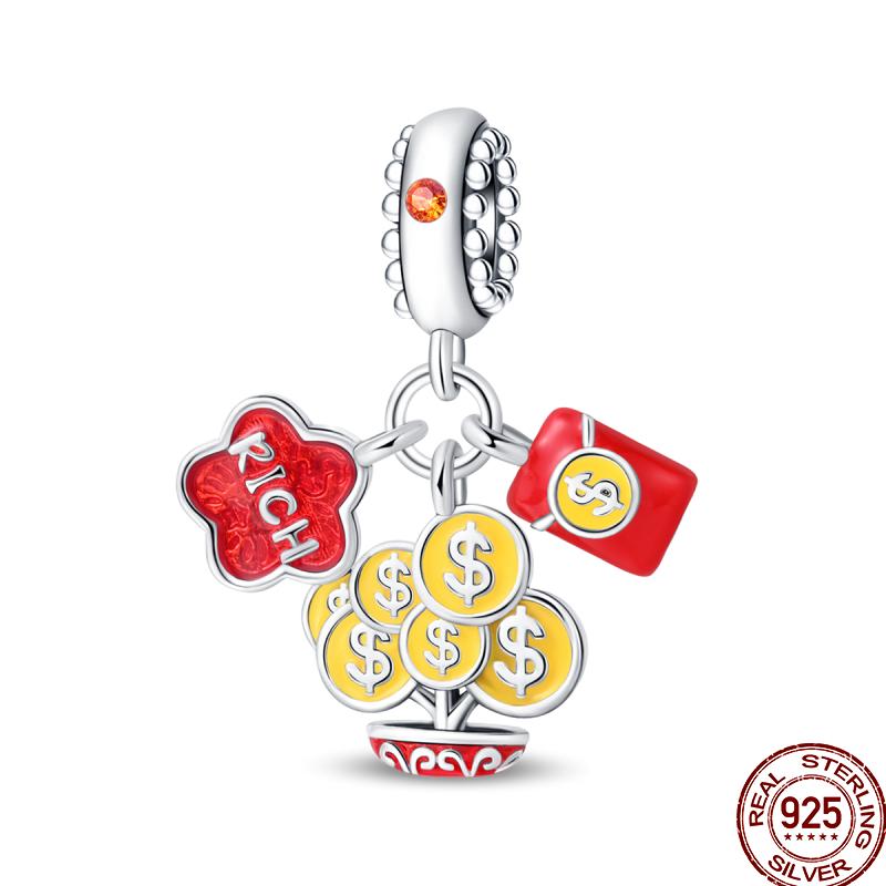 Year Series Copper Lucky Fit 3Mm Bracelets Diy Jewelry Cat God Of Wealth Lion Dance Koi Fish Charms Bead