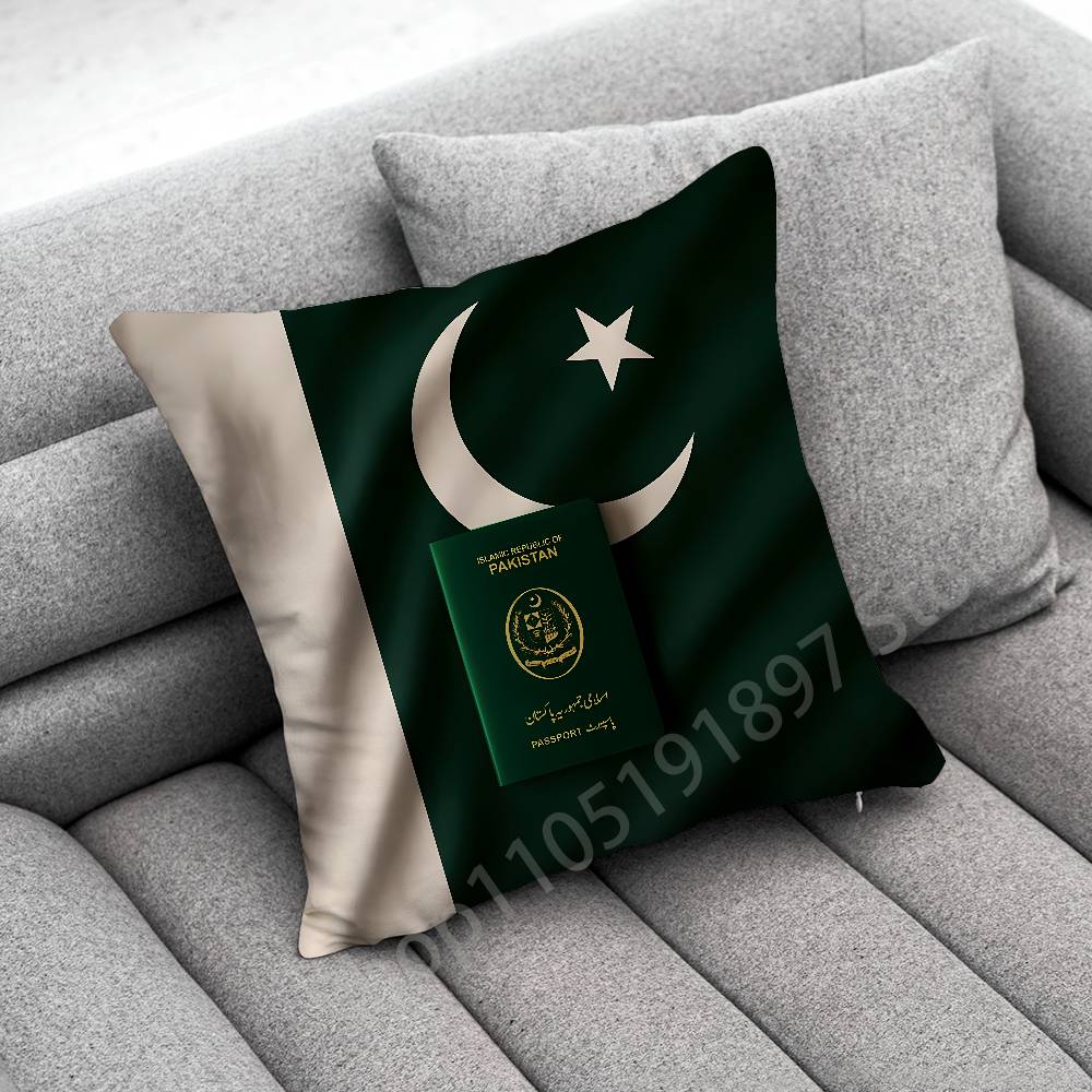 Pakistan Passport Map Flag Throw Pillow Case For 30cm 40cm 45*45cm 50cm 55cm Square Sofa Pillowcase Shell